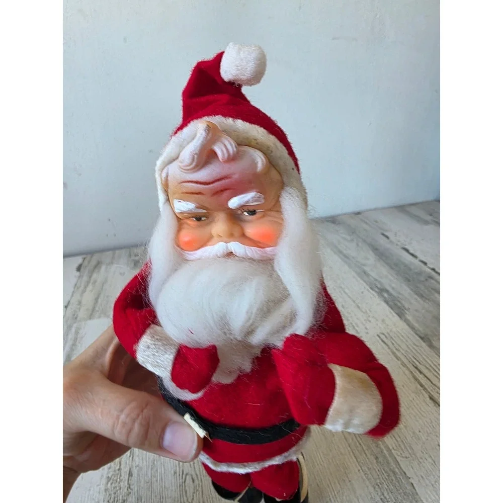 Antique dream doll Santa plush jointed felt rubber face Xmas decor statue